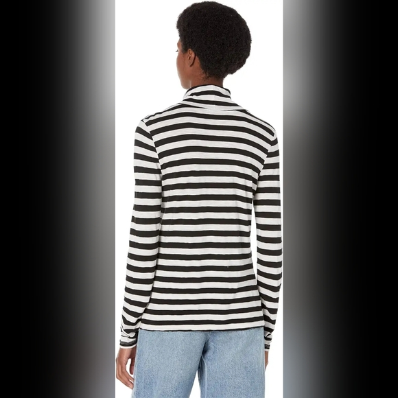 NWT Michael Stars Size XL Black & White Stripe Turtleneck Supima Cotton Basic - Picture 3 of 10